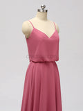 Simple Chiffon Inexpensive A-line V-neck Bridesmaid Dresses, YKX018