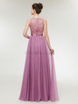 Honest A-line Chiffon Sleeveless Beaded Lace Top Bridesmaid Dresses, YKX036