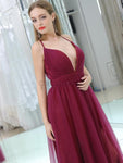 Spaghetti Straps A-line Tulle Deep V-nec Sleeveless Bridesmaid Dresses, YKX073