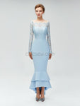 Cheap Long Sleeves Lace Top Long Mermaid Bridesmaid Dresses XDM1114