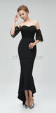 Black Sweetheart Lace High Low Mermaid Long Bridesmaid Dresses XDM1115