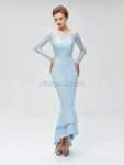 Cheap Long Sleeves Lace Top Long Mermaid Bridesmaid Dresses XDM1114