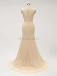 Pretty V Neck Side Slit Chiffon With Ruffles Long Bridesmaid Dresses XDM1125