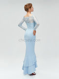 Cheap Long Sleeves Lace Top Long Mermaid Bridesmaid Dresses XDM1114