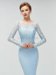 Cheap Long Sleeves Lace Top Long Mermaid Bridesmaid Dresses XDM1114