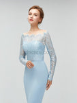 Cheap Long Sleeves Lace Top Long Mermaid Bridesmaid Dresses XDM1114