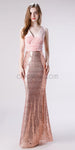 Rose Gold Sequin Mermaid V-neck Long Bridesmaid Dresses SDP1175