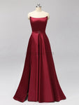 Burgundy Simple Cheap Long Bridesmaid Prom Dresses SDP1124