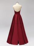 Burgundy Simple Cheap Long Bridesmaid Prom Dresses SDP1124