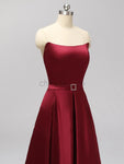 Burgundy Simple Cheap Long Bridesmaid Prom Dresses SDP1124