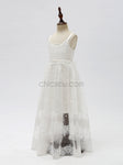 Cute Lace Long Round Neckline Flower Girl Dresses YKX024