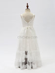 Cute Lace Long Round Neckline Flower Girl Dresses YKX024