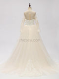 Long Sleeves Tulle Lace Long Flower Girl Dresses SDP1119