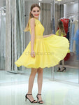 Yellow Chiffon A-line Sleeveless Beaded Homecoming Dresses, YKX070