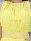 Yellow Chiffon A-line Sleeveless Beaded Homecoming Dresses, YKX070