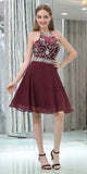 Halter Beaded Chiffon Short Homecoming Dresses SDP1126