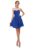 Simple Blue Strapless Backless Chiffon A-line Short Homecoming Dresses XDM1146