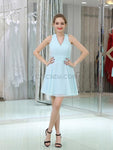 Simple Sleeveless Criss-cross Chiffon A Line Short Homecoming Dresses XDM1165