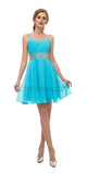 Simple Turquoise Spaghetti Strap Chiffon A Line Short Homecoming Dresses XDM1142