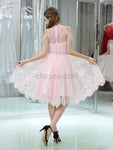 Pink Lace Pretty Short Homecoming Dresses SDP1128