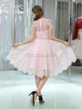 Pink Lace Pretty Short Homecoming Dresses SDP1128