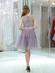 Two Pieces Lace Tulle Short Homecoming Dresses SDP1125