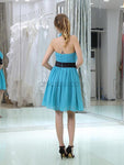 Unique Halter Blue Backless Chiffon A Line Short Homecoming Dresses XDM1163