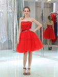 Sparkly Red Strapless Sequin A Line Tulle Short Homecoming Dresses XDM1160