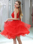 Red Beaded Lovely Short Homecoming Dresses SDP1130