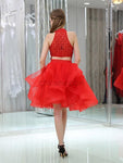 Red Beaded Lovely Short Homecoming Dresses SDP1130