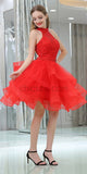 Red Beaded Lovely Short Homecoming Dresses SDP1130