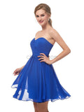 Simple Blue Strapless Backless Chiffon A-line Short Homecoming Dresses XDM1146