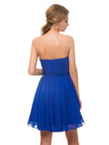 Simple Blue Strapless Backless Chiffon A-line Short Homecoming Dresses XDM1146