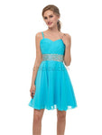 Simple Turquoise Spaghetti Strap Chiffon A Line Short Homecoming Dresses XDM1142