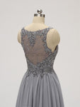 Unique Grey Lace Top A Line Chiffon Short Homecoming Dresses XDM1119