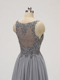 Unique Grey Lace Top A Line Chiffon Short Homecoming Dresses XDM1119