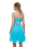 Simple Turquoise Spaghetti Strap Chiffon A Line Short Homecoming Dresses XDM1142