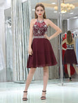 Halter Beaded Chiffon Short Homecoming Dresses SDP1126