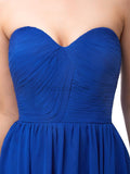 Simple Blue Strapless Backless Chiffon A-line Short Homecoming Dresses XDM1146