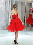 Sparkly Red Strapless Sequin A Line Tulle Short Homecoming Dresses XDM1160