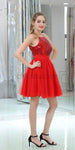 Shining Red Halter Sequin Tulle A Line Short Homecoming Dresses XDM1159