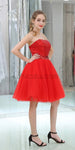 Sparkly Red Strapless Sequin A Line Tulle Short Homecoming Dresses XDM1160