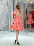 Fashion Irregular Satin A Line With Ruffles Short Homecoming Dresses XDM1164