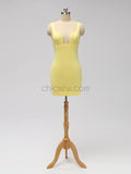 Yellow Simple Cheap Short Homecoming Dress SDP1116