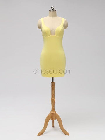 Yellow Simple Cheap Short Homecoming Dress SDP1116