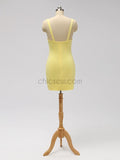 Yellow Simple Cheap Short Homecoming Dress SDP1116