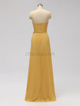 Spaghetti Strap A-line Side Split Long Bridesmaid Dresses SDP1117