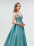 Gorgeous Taffeta A-line Beaded Backless Prom Dress, YKX003