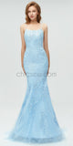 Stunning Mermaid Lace Cross Back Sexy Prom Dress, YKX005