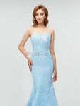 Stunning Mermaid Lace Cross Back Sexy Prom Dress, YKX005